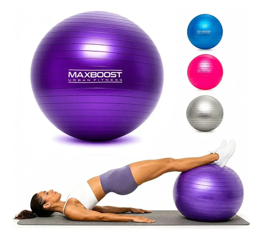 Bola Suiça 55cm Pilates Yoga Abdominais 200kg Maxboost Cor Roxo