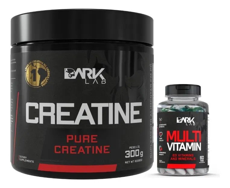 Creatina 300g 100% Pura Sem Sabor + Multivitamin 60 Tabletes Sem Sabor Dark Lab