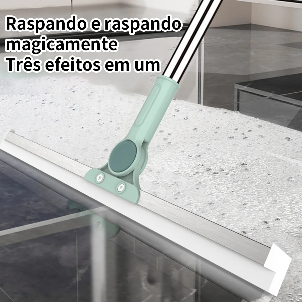 Rodo de Silicone Multiuso 2 em 1 Vassoura e Limpador de Vidros para Uso Seco e Molhado