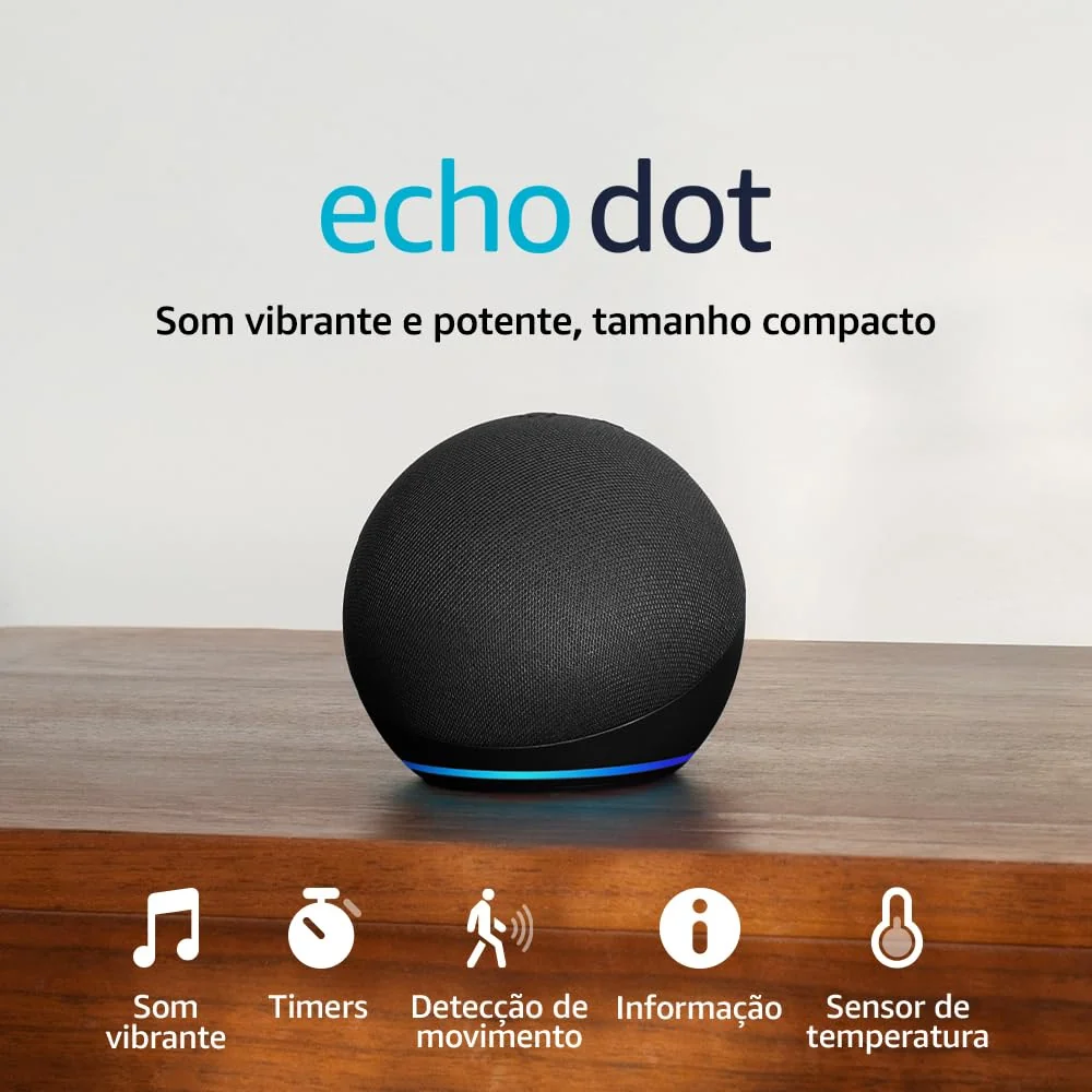 Echo Dot (Geração mais recente) | Smart speaker com Alexa, som vibrante e potente, Wi-Fi e Bluetooth | Cor Preta, com Acesso Antecipado à Alexa+