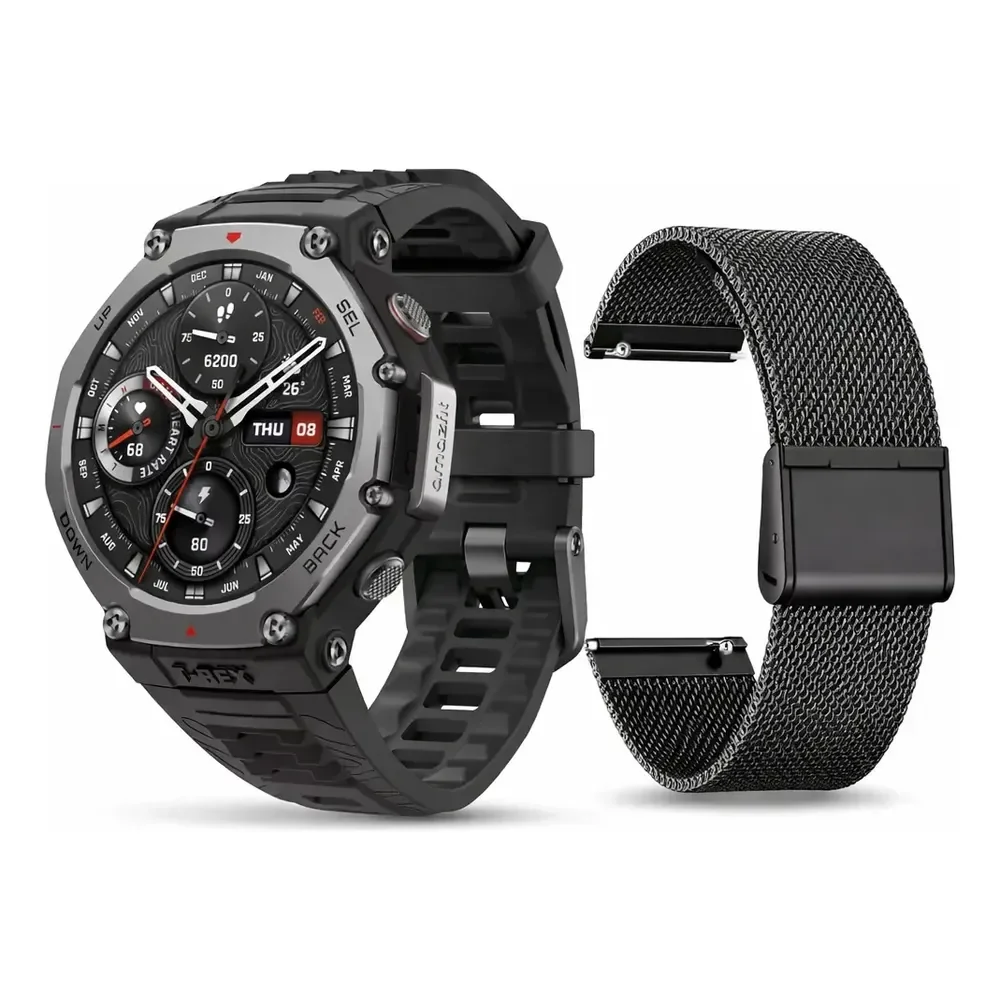 Smartwatch Amazfit Serie 3 Pro T-rex 3 Pro Tela De 1.732  Com Pulseira De 2 Silicone Nylon Com Pulseira Cor Preto Mesh