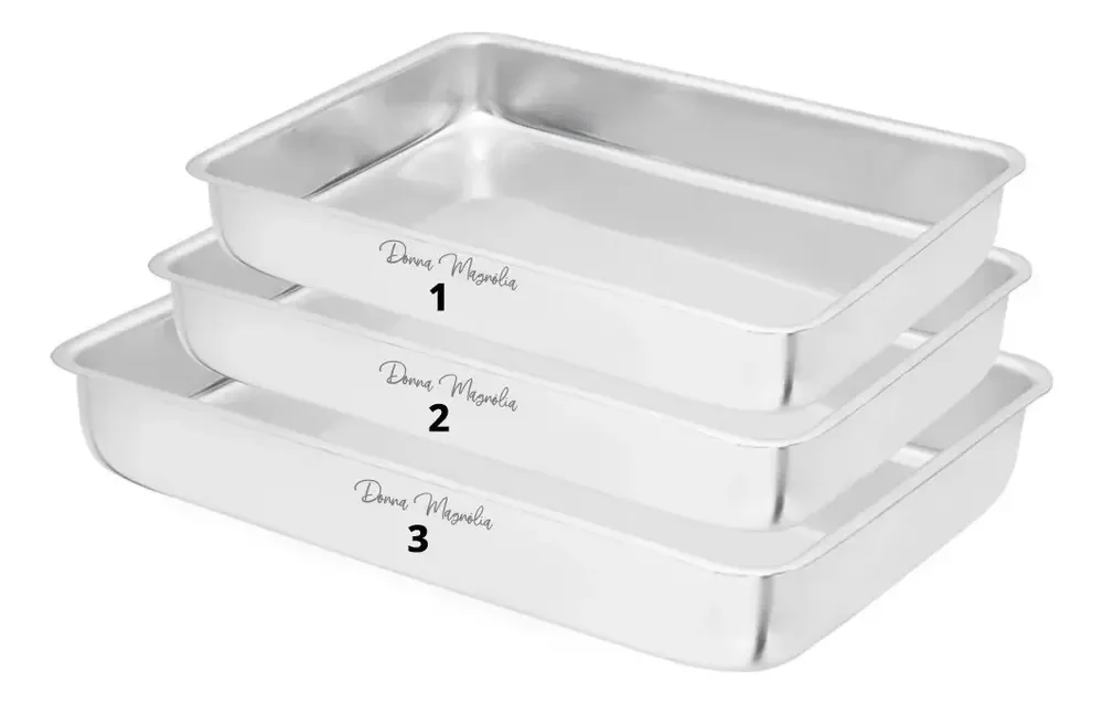 Jogo 3 forma assadeira bolo torta retangular 1-2-3 e68