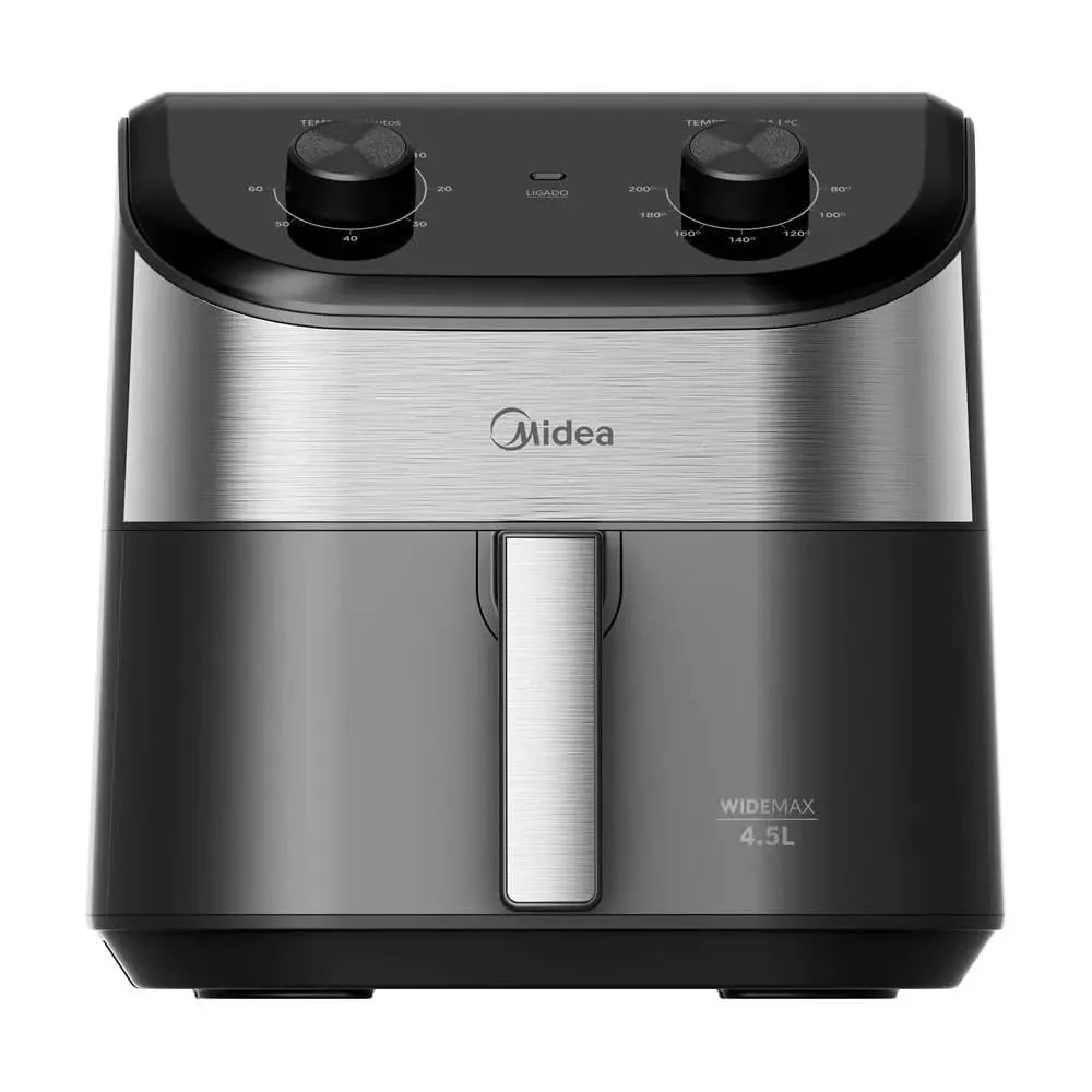 Fritadeira Midea Air Fryer 4,5L, design de dois botões, ampla faixa de temperatura de 80°C a 200°C, prato antiaderente para vegetais, 1550W, 110V, FWM45P1
