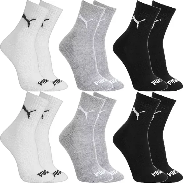Kit 6 Pares Meias Puma Cano Médio Alto Atoalhada Original