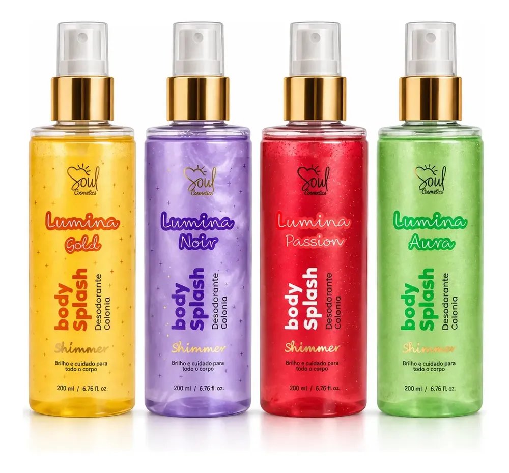 Kit 4 Body Splash Feminino Alta Projeção 200ml- Shimmer Luxo