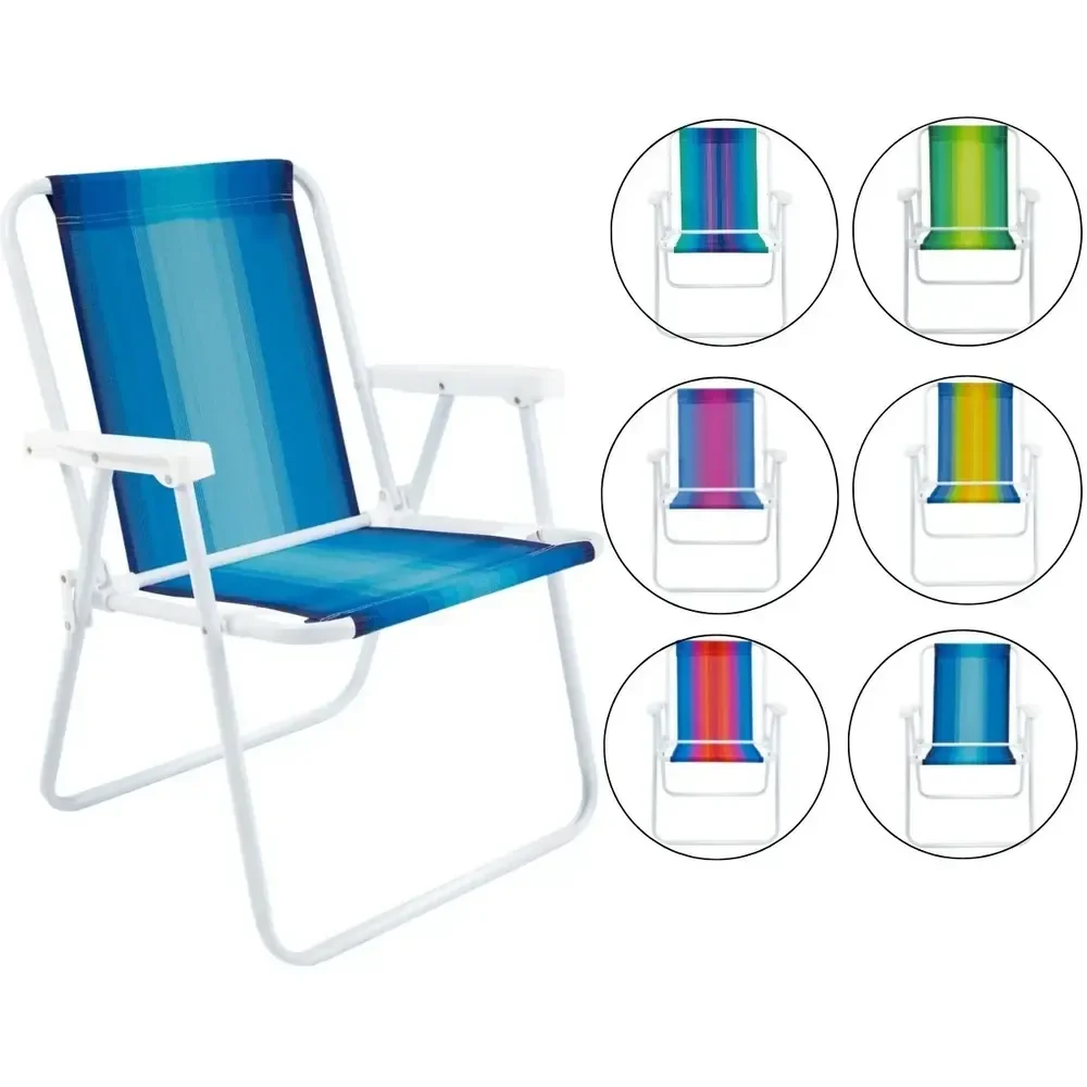 Cadeira De Praia Dobravel Mor Aço Sortida Unitário Oferta Branco