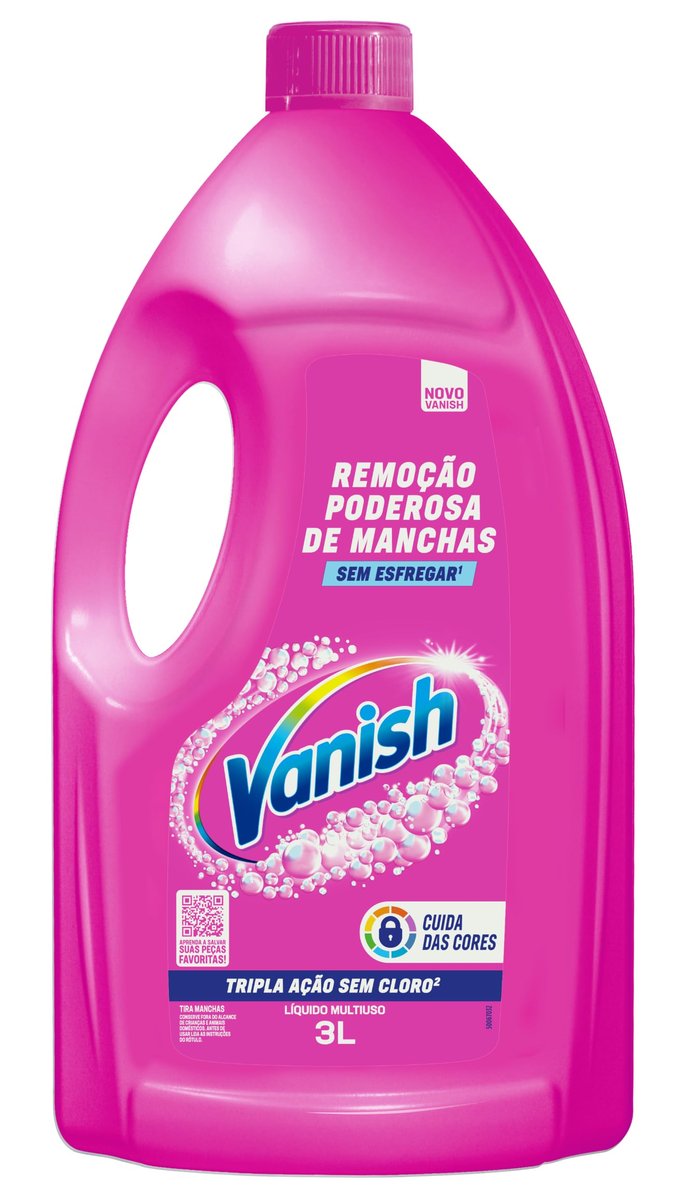 Tira Manchas Líquido Vanish Oxi Action Pink 3L para Roupas Coloridas. Sem Cloro, Remove Manchas sem Danificar o Tecido, Preserva as Cores e Deixa as Roupas com Aparência de Nova