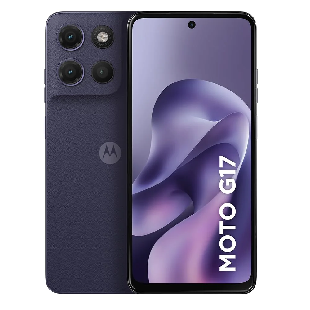 Smartphone Motorola Moto G17 4G - 256GB 12GB (4GB RAM + 8GB RAM Boost) camera 50MP Sony Lytia 600, tela FHD+ 60hz, bateria 5200 mAh - Roxo