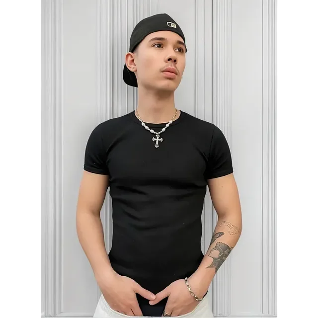 Camiseta Americana Canelada Ribana Algodão Justa Premium