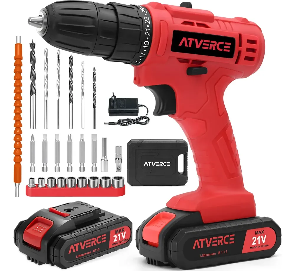 Furadeira Parafusadeira 21v 3/8 Kit Com Maleta Atverce Terracota 127/220v 60