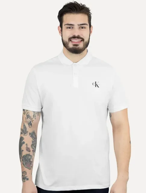 Polo Calvin Klein Jeans Piquet Regular Light Re Issue Branca