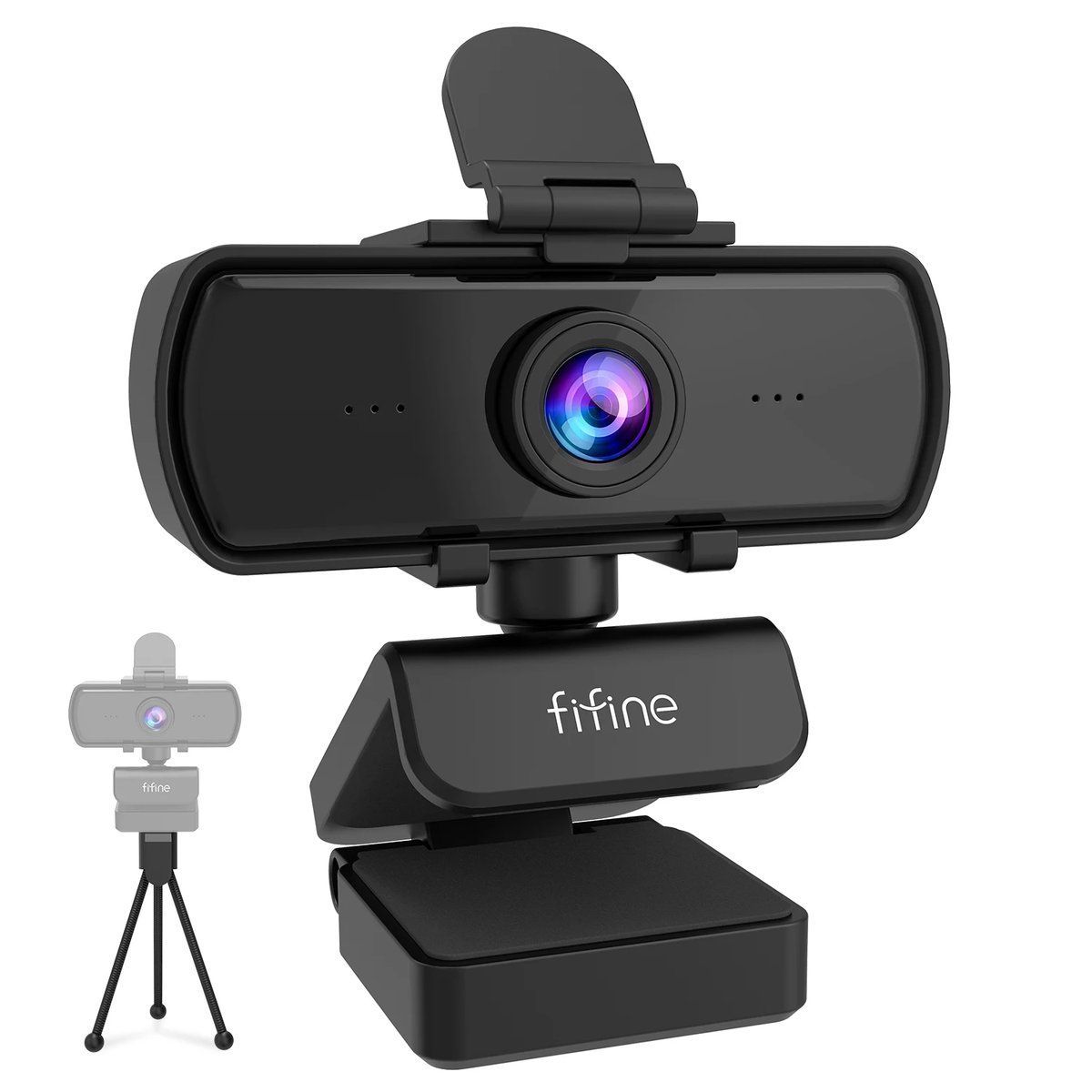Webcam FIFINE 1440p Full HD para PC com Microfone, Tripé, para Desktop e Laptop, Webcam para Transmissão ao Vivo e Chamadas de Vídeo - K420
