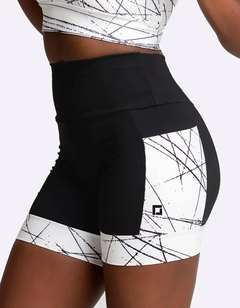 Shorts Corrida Cintura Alta Para Treino Zero Transparência Black-white Liso M