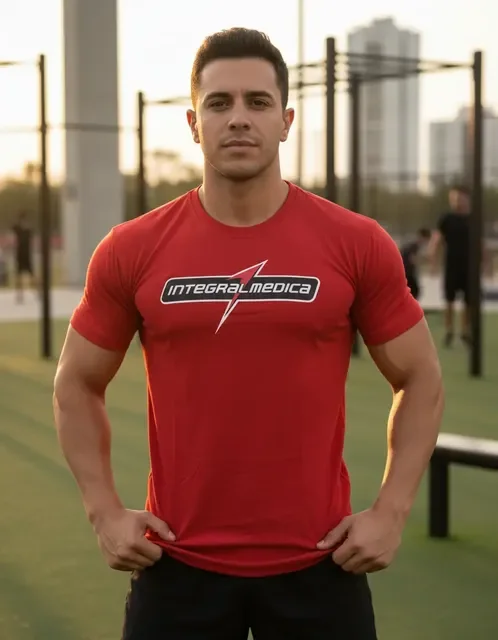 Camiseta Academia Treino Unissex Vermelha Integralmedica