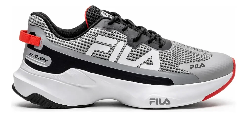 Tênis Fila Recovery Masculino Running Sola Alta Cinza/preto Geométrico 42 Br