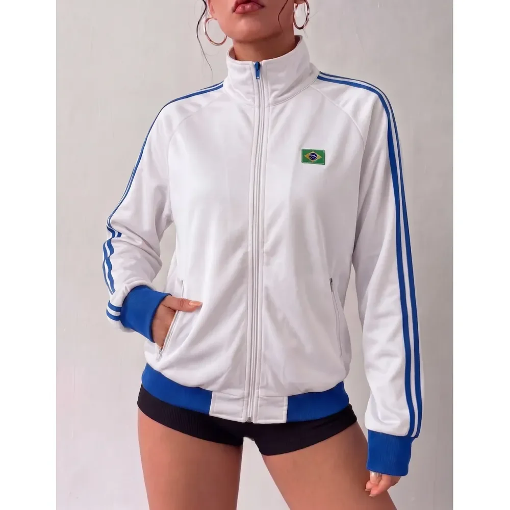 Jaqueta Feminina Casaco Manga Longa Tendência Brasil Copa Branco M