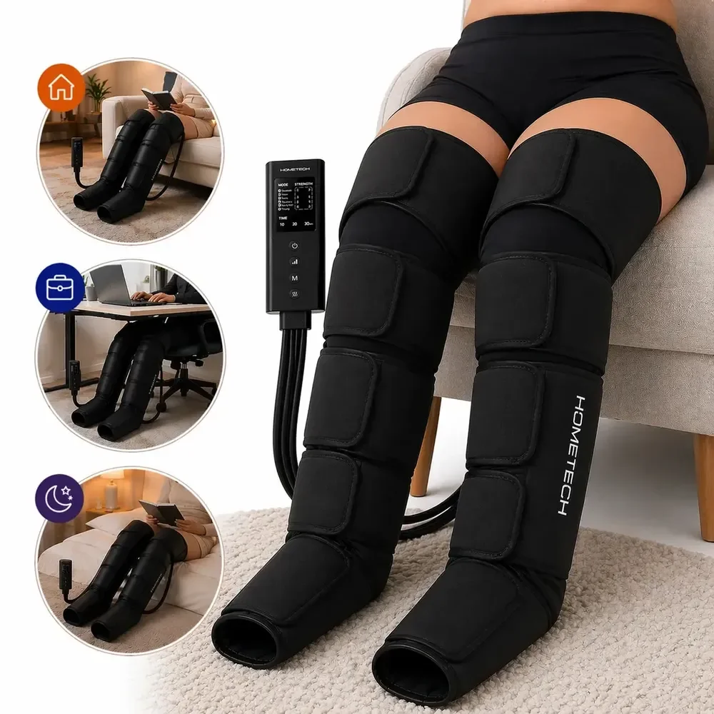Bota De Compressão Pneumática Hezzo Hometech Para Pernas E Pés, Com Massagem E Termoterapia 127/220v Preto