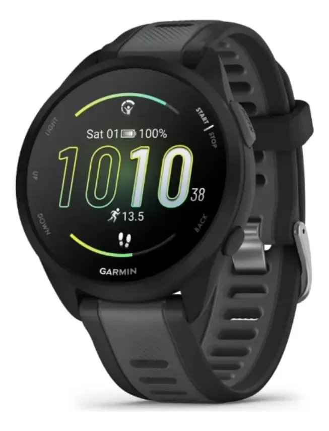 Smartwatch Relógio Garmin Forerunner 165 43mm Preto Mesh Preto Correa Esportiva