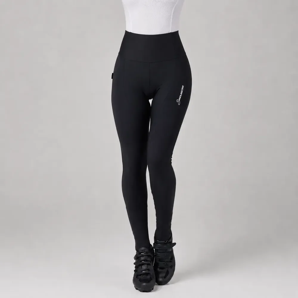 Calça Ciclismo Feminina Savancini Elite Poliamida Gel Preto Lisa G