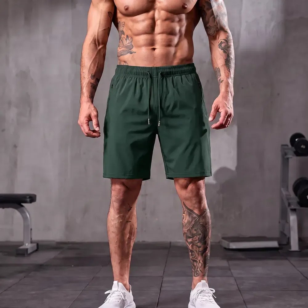 Short Masculino Bermuda Esportiva Slim Fit Secagem Rápida Verde Militar P