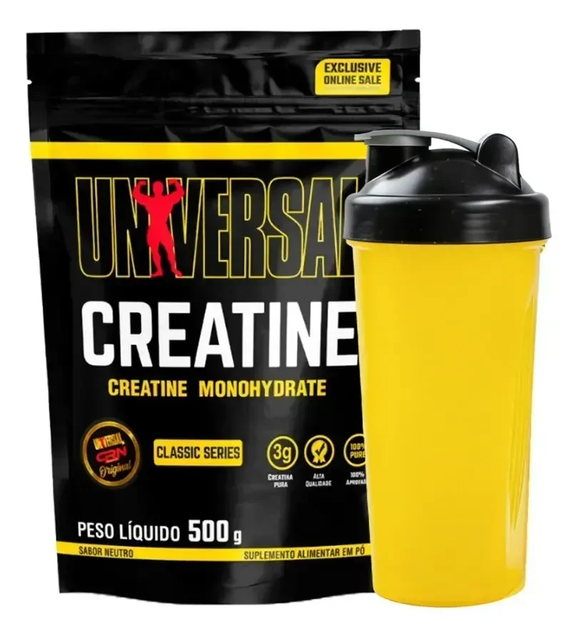Suplemento Creatina Monohidratada 500g Refil + Coqueteleira - Universal Nutrition