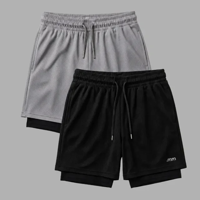 Kit 2 Bermudas 2 Em 1 Short Duplo Masculino Academia Treino