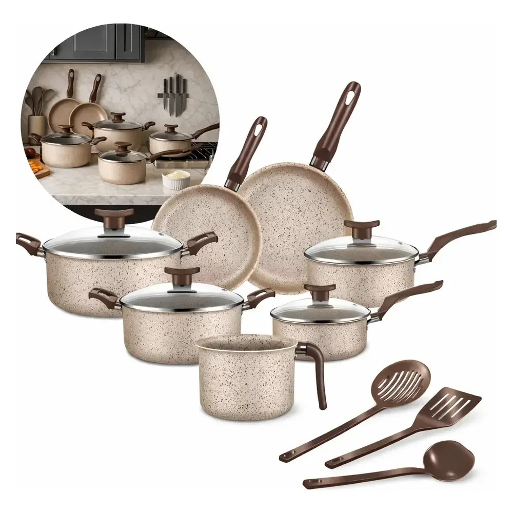 Conjunto De Panelas Antiaderente 10 Peças Coffee Cappuccino Imperial
