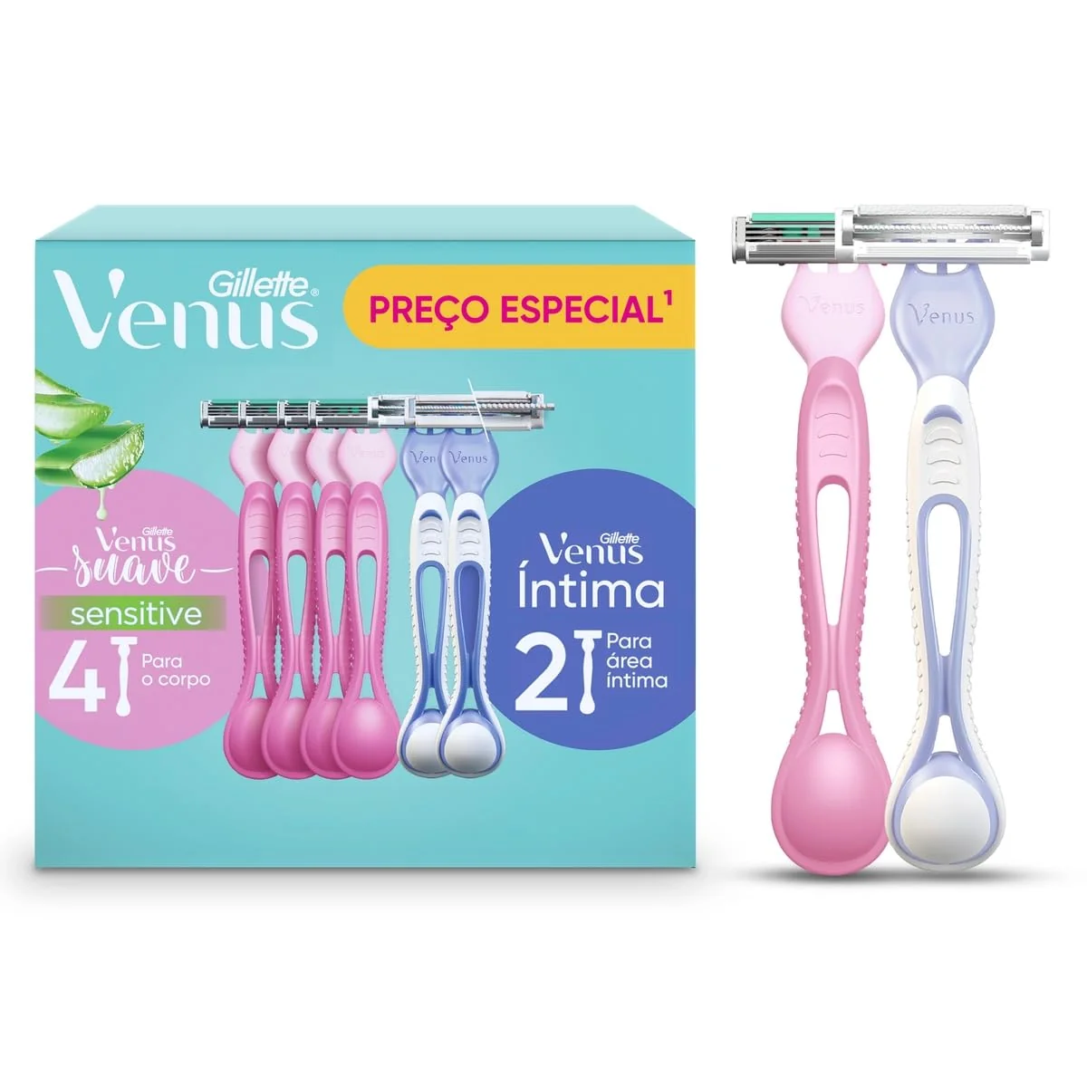 Kit Aparelho de Depilação Gillette Venus Suave 4Un + Venus Íntima 2Un
