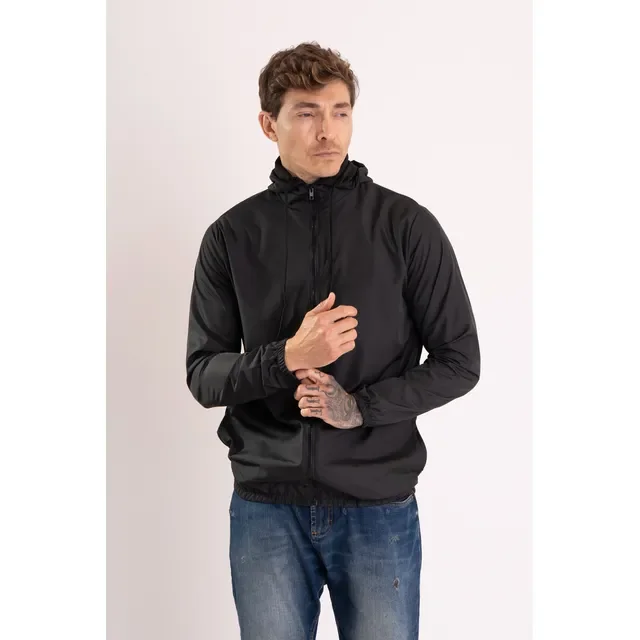 Jaqueta Corta Vento Liso Unissex Esportivo Capuz E Bolsos
