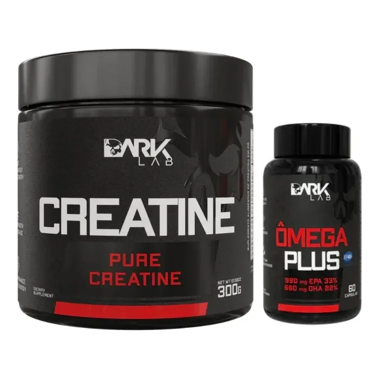 Creatina 300g 100% Pura Sem Sabor + Omega Plus 60 Caps Dark Lab