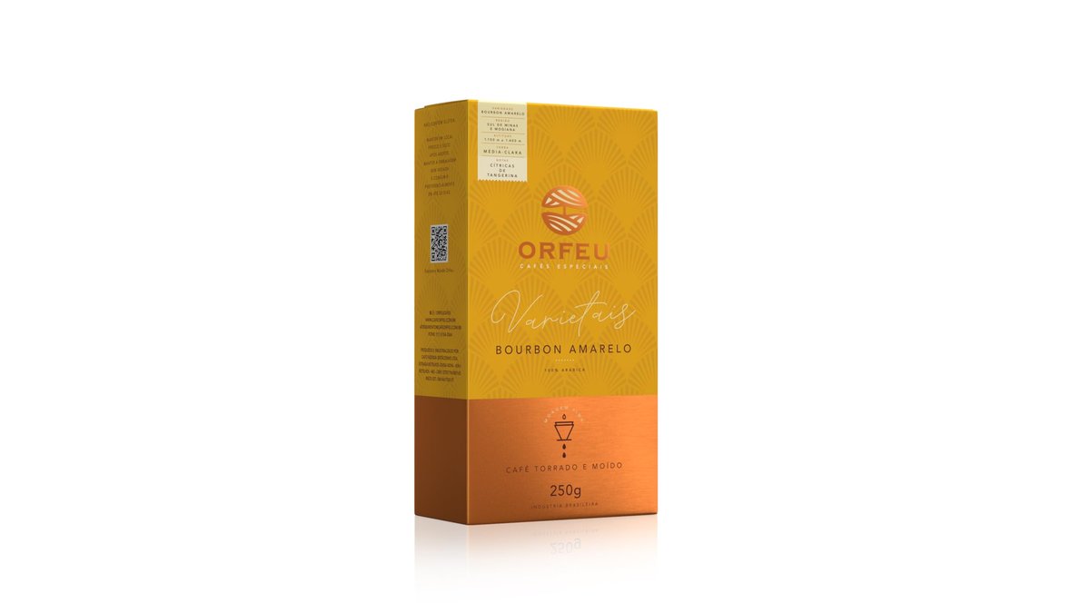 Orfeu Café Bourbon Amarelo Torrado e Moído, 100% Arabica, Torra Média Clara, 250g
