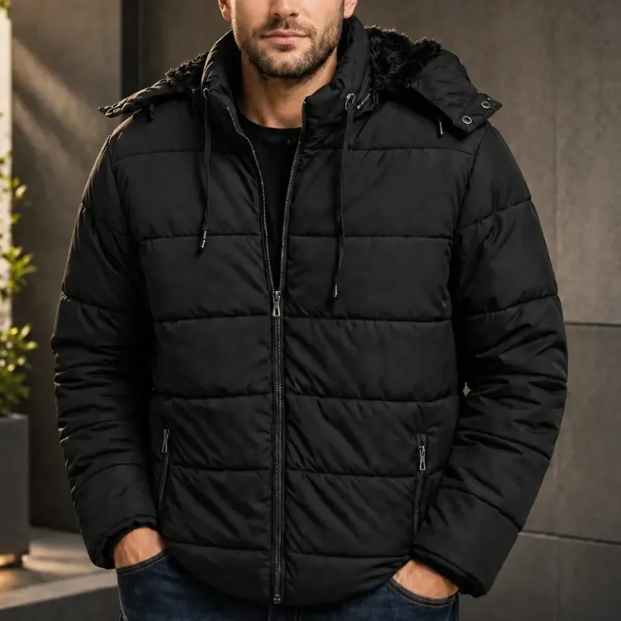 Jaqueta Bobojaco Forrado Peluciado Frio Inverno Impermeável Preto G Lisa