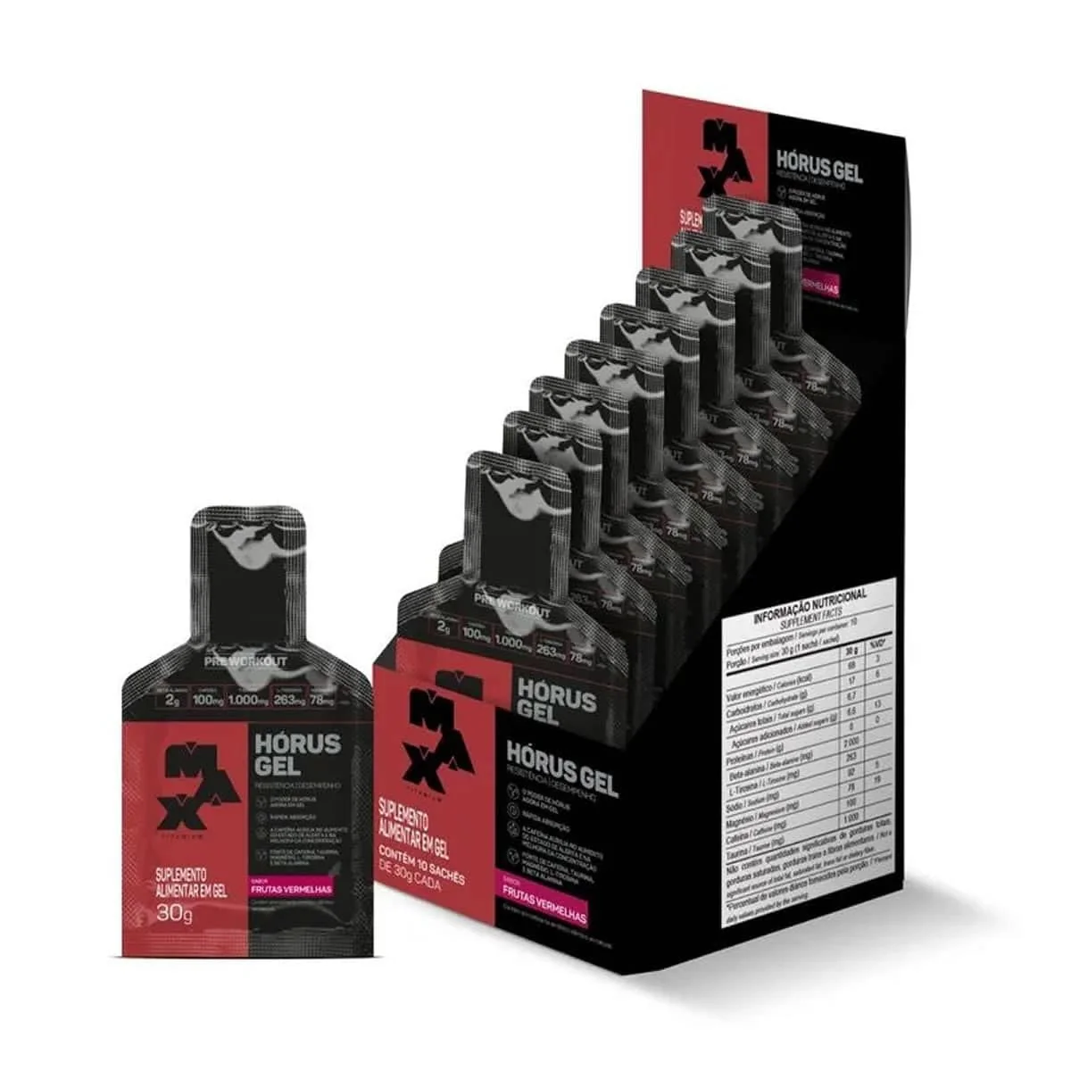 Hórus Gel Display (10 sachês 30g), Frutas Vermelhas