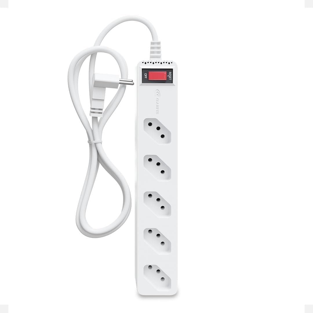Filtro de Linha iCLAMPER Energia 5 com Proteção contra Surtos Elétricos(DPS) LCF 5 Tomadas, 3 Pinos, 10 Amperes para PC, Notebook, Monitor, Impressora, PS5, Alexa e etc, Bivolt, Cabo de 1m Branco