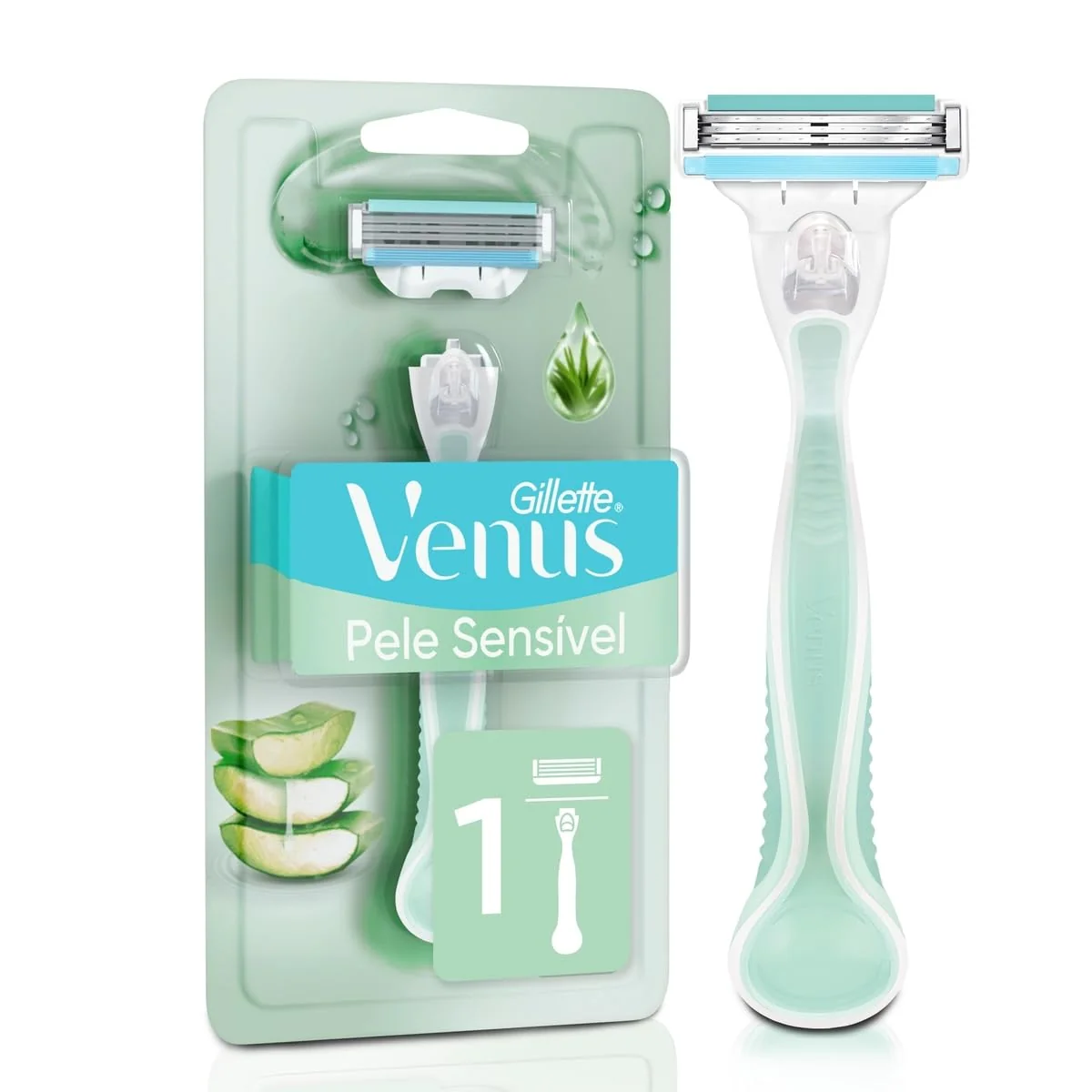 Gillette Venus Pele Sensível Aparelho de Depilar com Aloe Vera, 1 Unidade