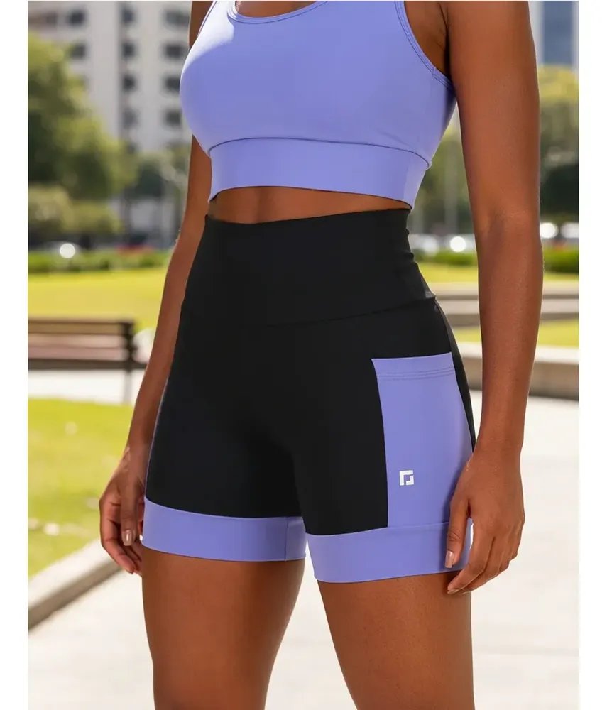 Shorts Para Corrida De Compressão Feminino Lilás P