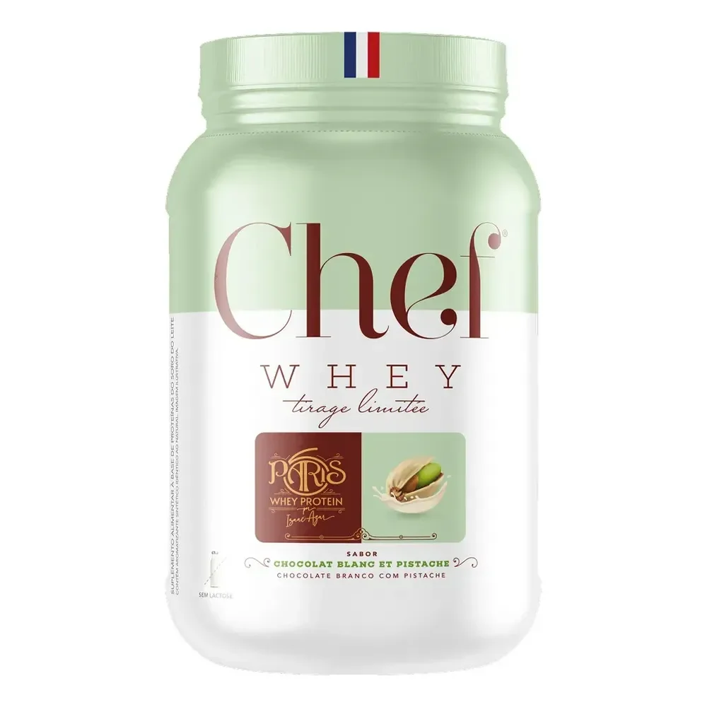Whey Concentrado Chef Whey Chocolate Branco Pistache 800g Sem Glúten Chocolate Branco Com Pistache