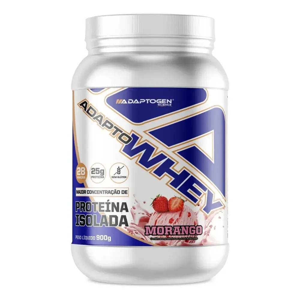 Whey Protein Isolado Adaptogen Morango 912g Suplemento Nutricional
