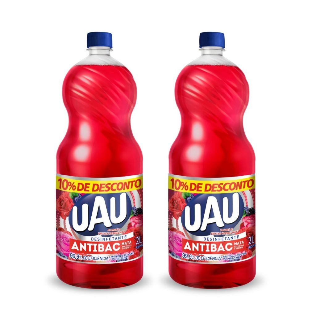 Kit 2un Desinfetante Uau Antibac Flores E Frutas 2L