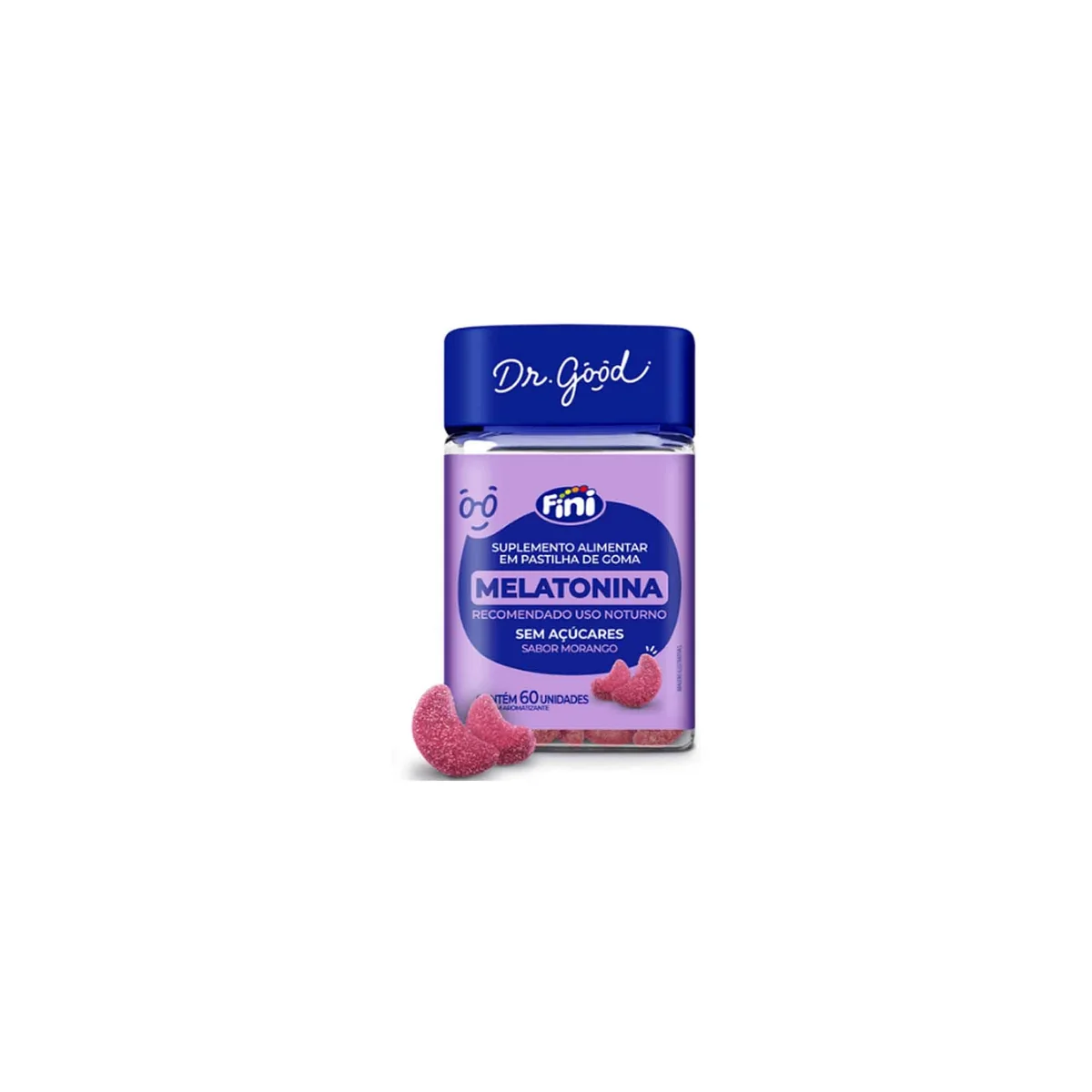 Melatonina Sabor Morango 60 Gomas Mastigável Fini Dr Good