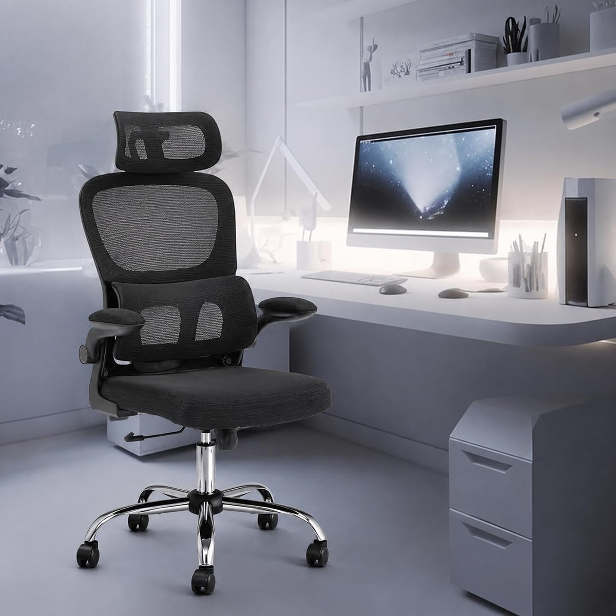 Cadeira de Escritório Ajuste Lombar Apoio de Cabeça Ajustável MAAT Ergonômica