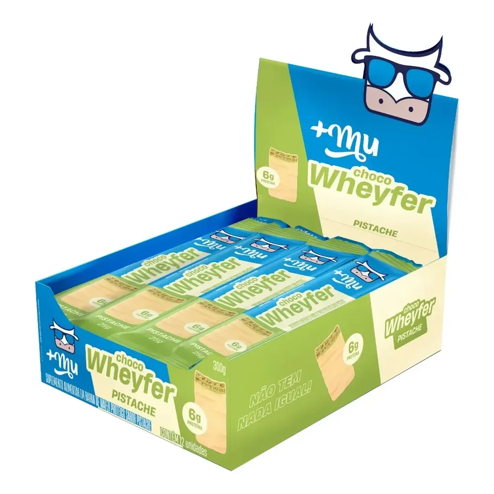 Suplemento Proteico +Mu Chocowheyfer de Pistache com 12 Barras