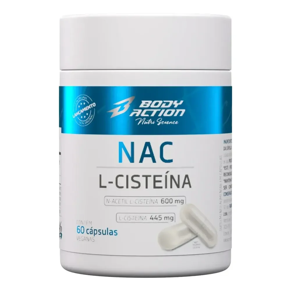 Nac Acetilcisteína 600mg L-cisteína 445mg 60 Caps Bodyaction Sem Sabor