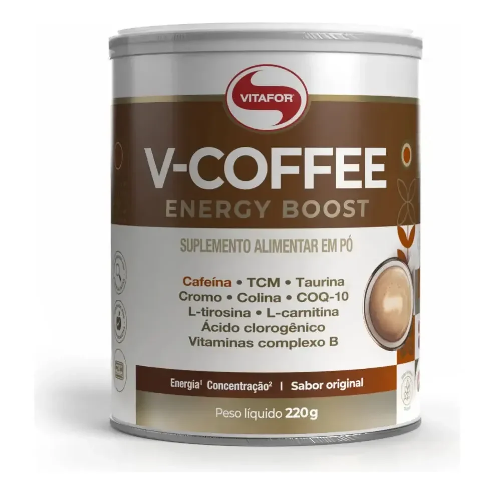 Suplemento V-coffee Energy Boost 220g - Vitafor - Café Funcional Para Auxiliar No Aumento Da Energia Do Foco E Concentração Sem Sabor Sem Sabor