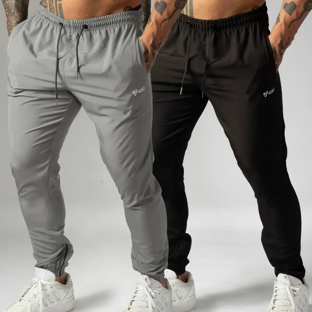 Kit 2 Calças Jogger Tactel Com Elastano Masculina Esportiva Preto E Cinza Basico M