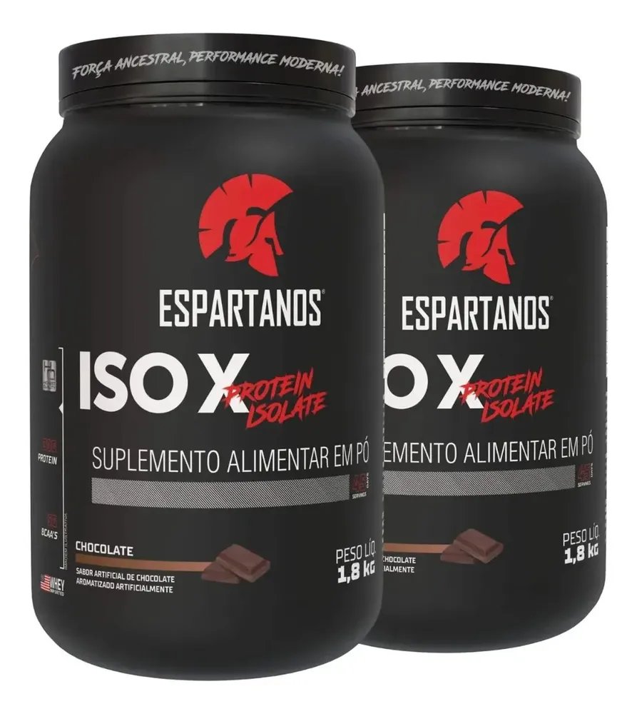 Kit 2x Suplemento Em Pó Whey Protein Isolado Iso X 1800g Sabor Chocolate