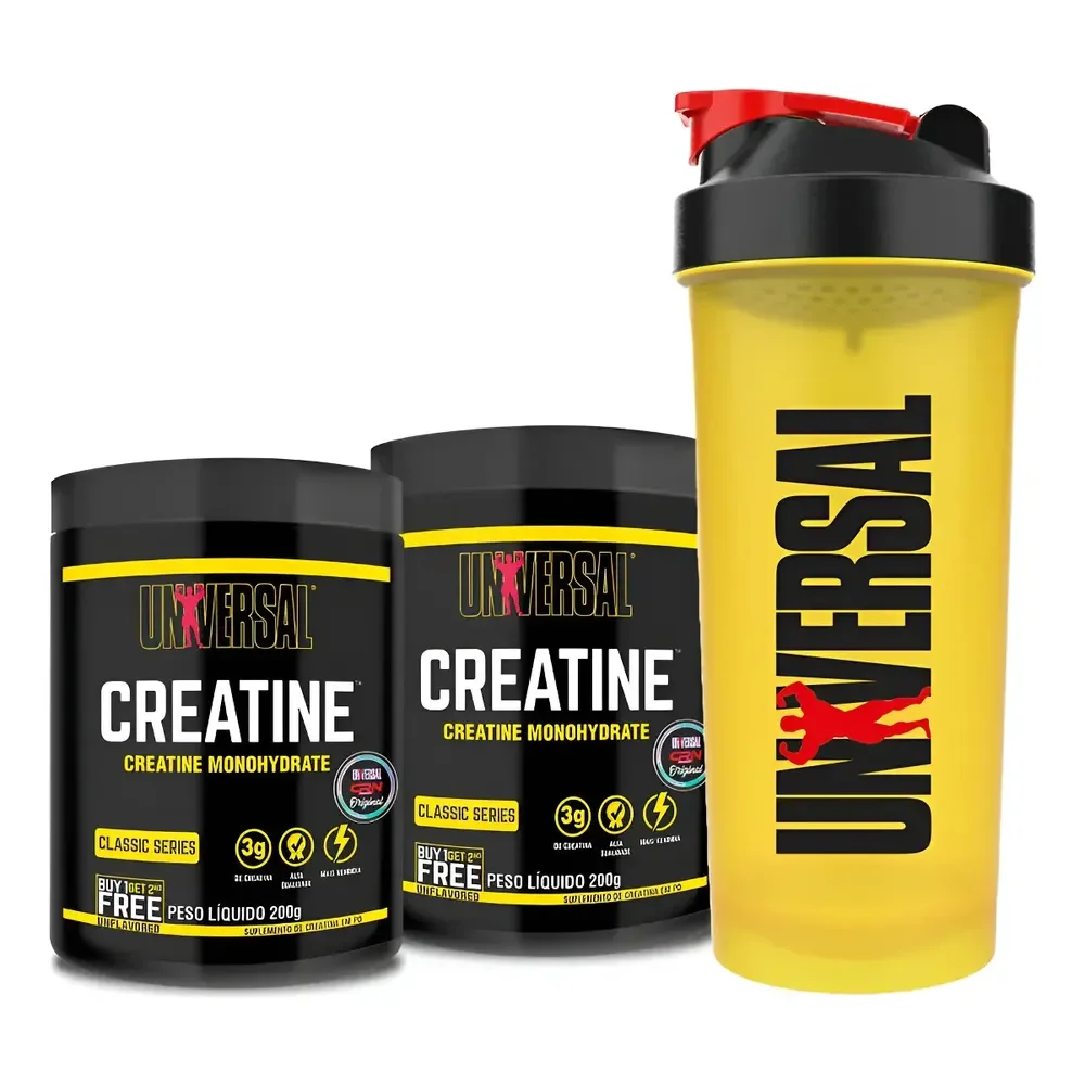 Kit Creatina Monohidratada 400g+coqueteleira 600ml-universal Sem Sabor