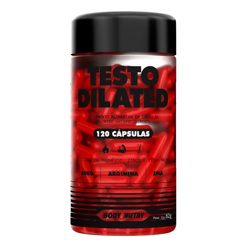 Pré Hormonal Precursor Pump Testo Dilated, Arginina, Boro + Zma Magnésio B6 Zinco Vitaminas Minerais Energia Disposição Pote 120 Cápsulas - Body Nutry Sem Sabor