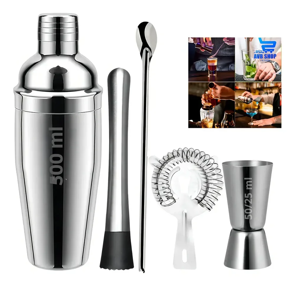 Coqueteleira Bar Man Profissional Inox Drink Caipirinha Bar Cor Prateado - SAYONARA