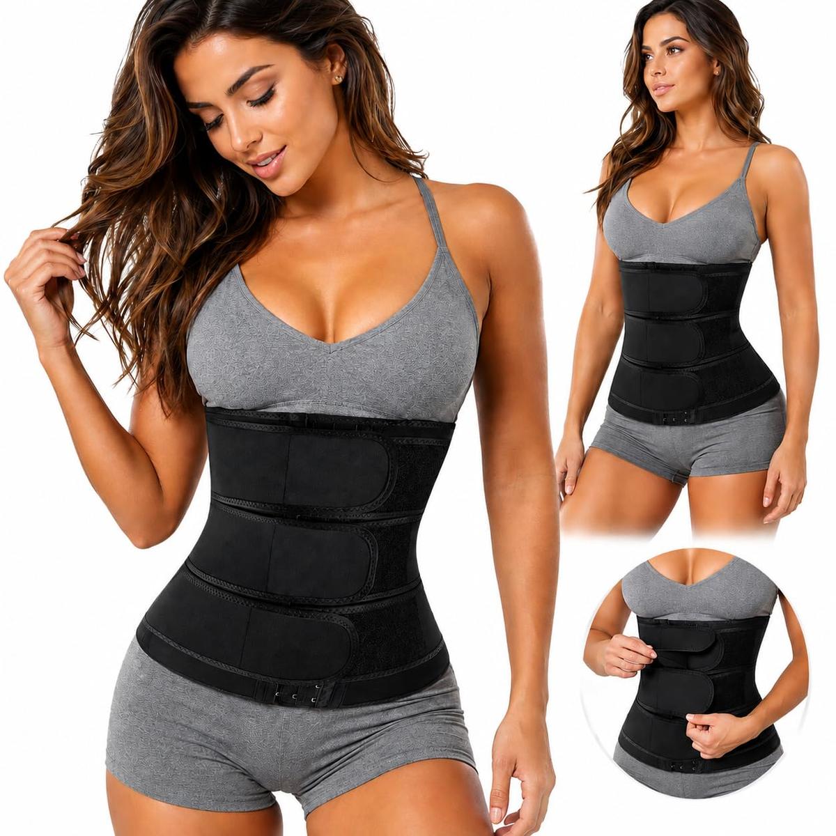 Cinta Modeladora Abdominal Unissex com 9 Barbatana, Compressão Dupla e Dobre a Quantidade de Suor, Modelagem Confortável